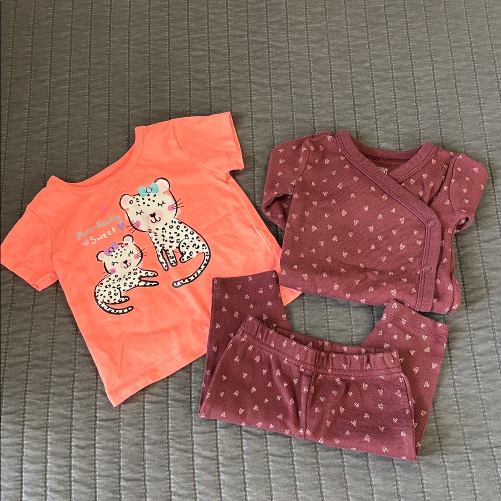 Bundle for Infant Girl 0-3 months T-shirt and Pants Set